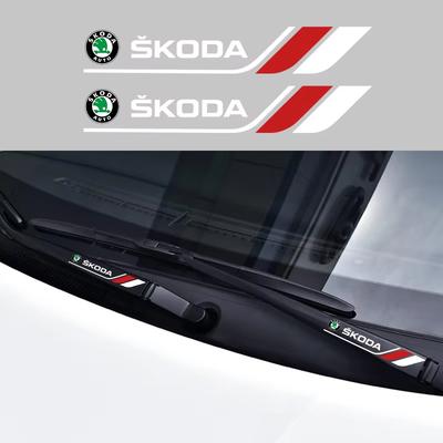 2pcs Car Crystal Emblem Decals Car Window Wiper Stickers For Octavia A5 A4 Fabia Superb Rapid Mk3 Yeti Kodiaq