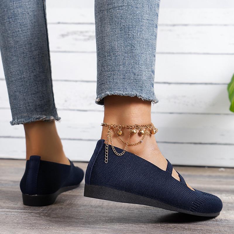 Women's Summer New Flat Single Shoes Women's Shallow Peas Shoes Cool Breathable Mom Shoes Large Size Casual Shoes