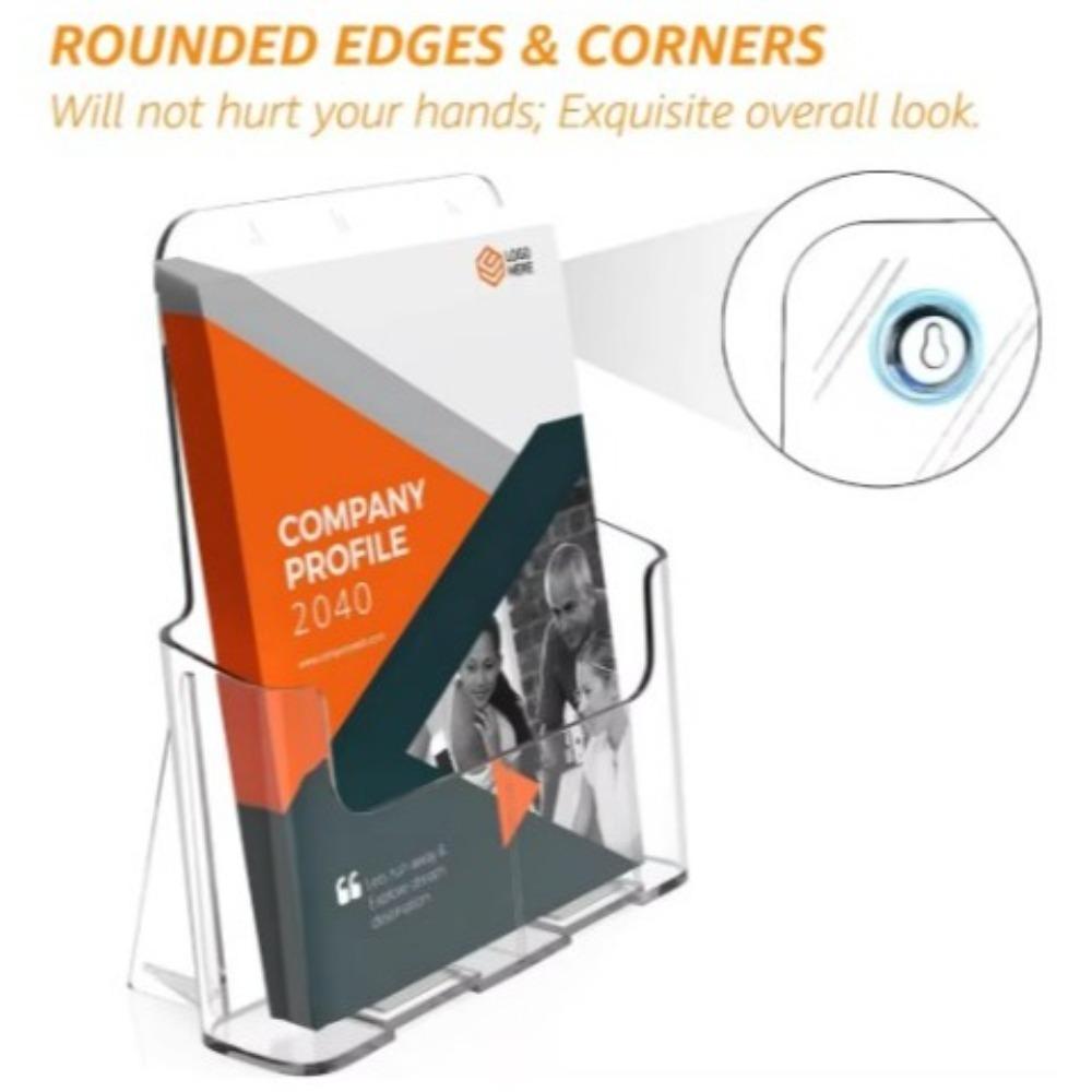 Multifunction A4 Size Brochure Holder Plastic Non-slip Filing Magazine Rack Modern Style Clear Flyer Display Stand Bookcase
