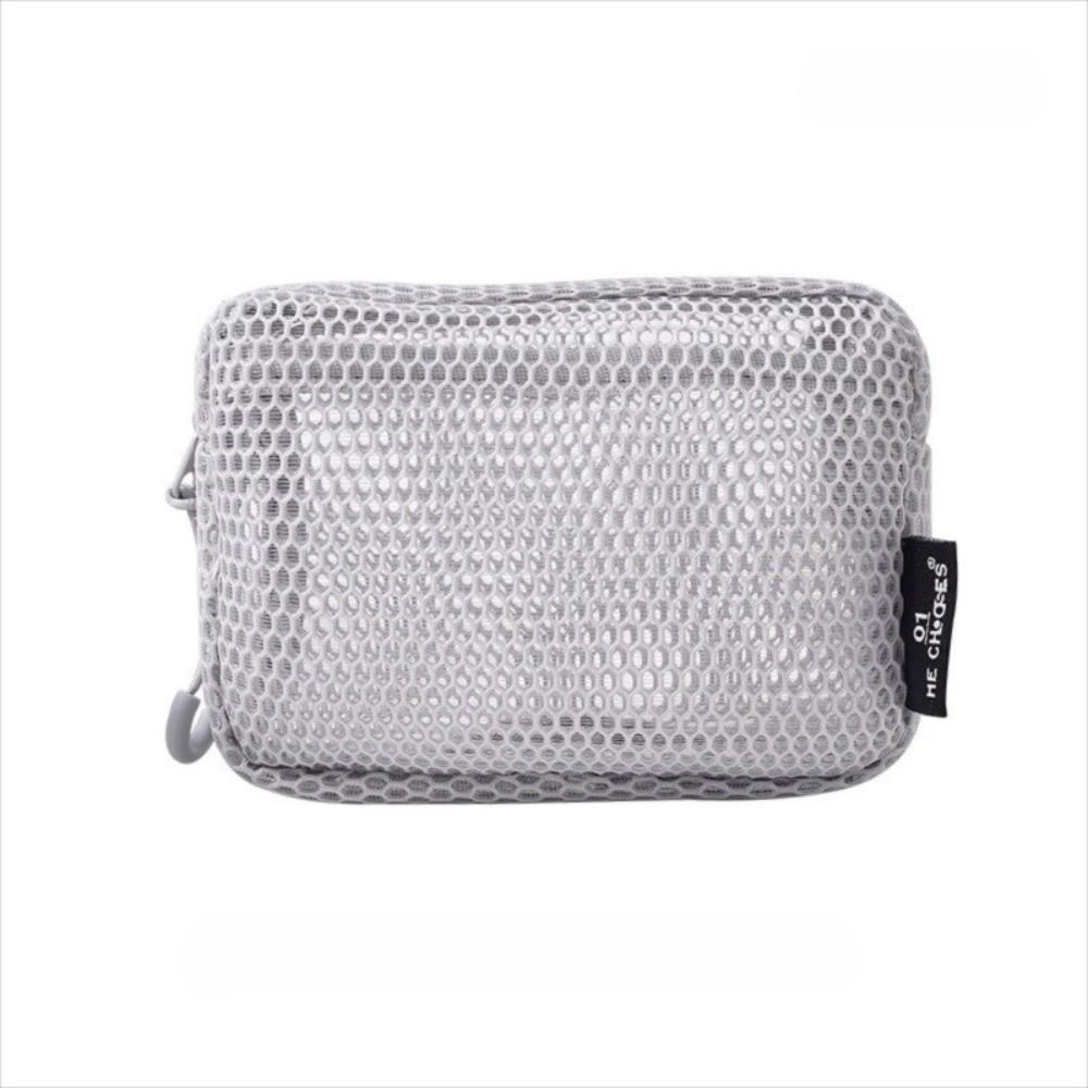 

Mesh Cosmetic Bag Candy Color Zipper Coin Purse Portable Lipstick Key Storage Pouch Style 1-Grey