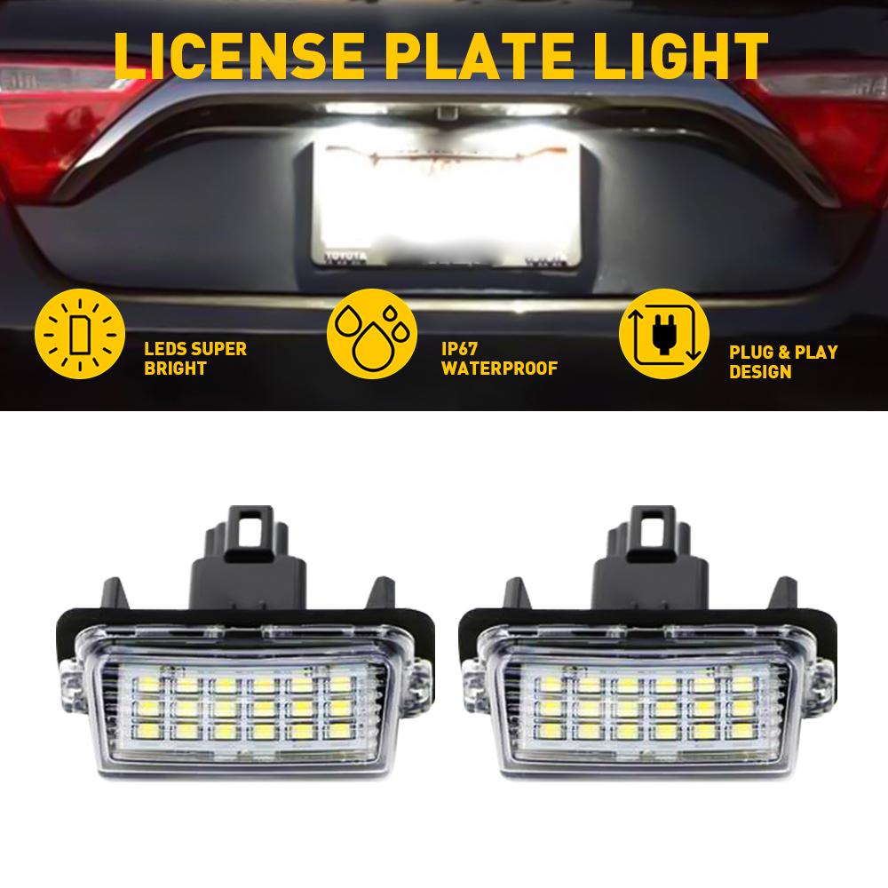 2X LED License Number Plate Light Bulb CANBUS No Error for Toyota Camry Avalon Highlander Yaris Hatchback Prius C 2019 2018 2017