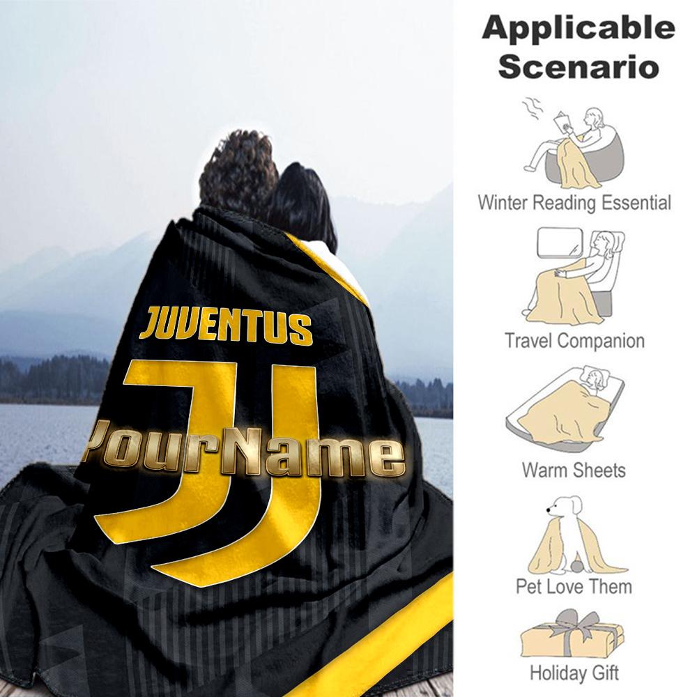 Juventus Customize Text Blanket Multi-purpose Personalized Blanket Soft Warm Cozy for Bedding Sofa Bed Livingroom for All Occasions