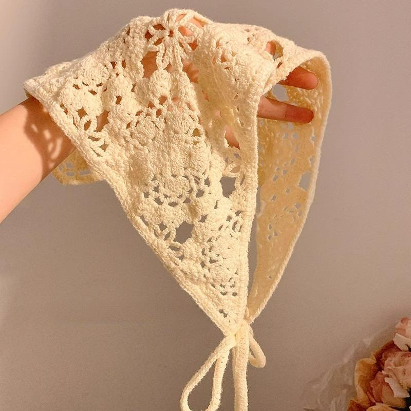 Neues Vintage Hohlstrick Dreieck Kopftuch für Damen Sommer Gestricktes Reise Stirnband Haartuch Foto Requisiten Mädchen Haar Accessoires