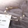Double Layer Pearl Beaded Headbands Hair Hoops Bridal Hairbands Wedding Hair Accessories Fashion Elegant Pearl Headbands for Women Girls (Gold)