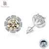1carat D Color Round Moissanite Earrings For Women Wedding Sterling Silver 925 Jewelry Flower Shaped Female Ear Studs