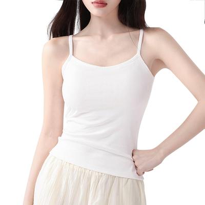 Pneito Camisole mit Verstellbar mit Inneren Damen-Cups, Lang, Träger, Bügellos, Weich, Polster, Dehnbar, Feuchtigkeitsableitend, Schnelltrocknend (JP, Alphabet,