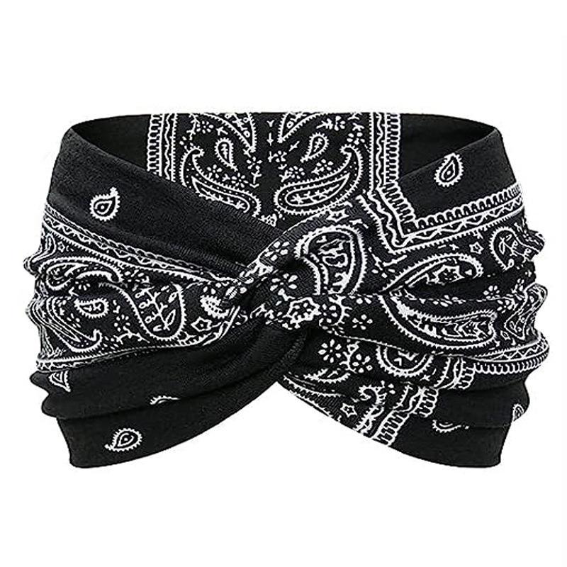 1 st Turban Paisley Twist Pannband Damhuvudband Brett Hårinpackning för Kvinnor Stora Sport Tränings Stretch Halkfria Stora Huvudband