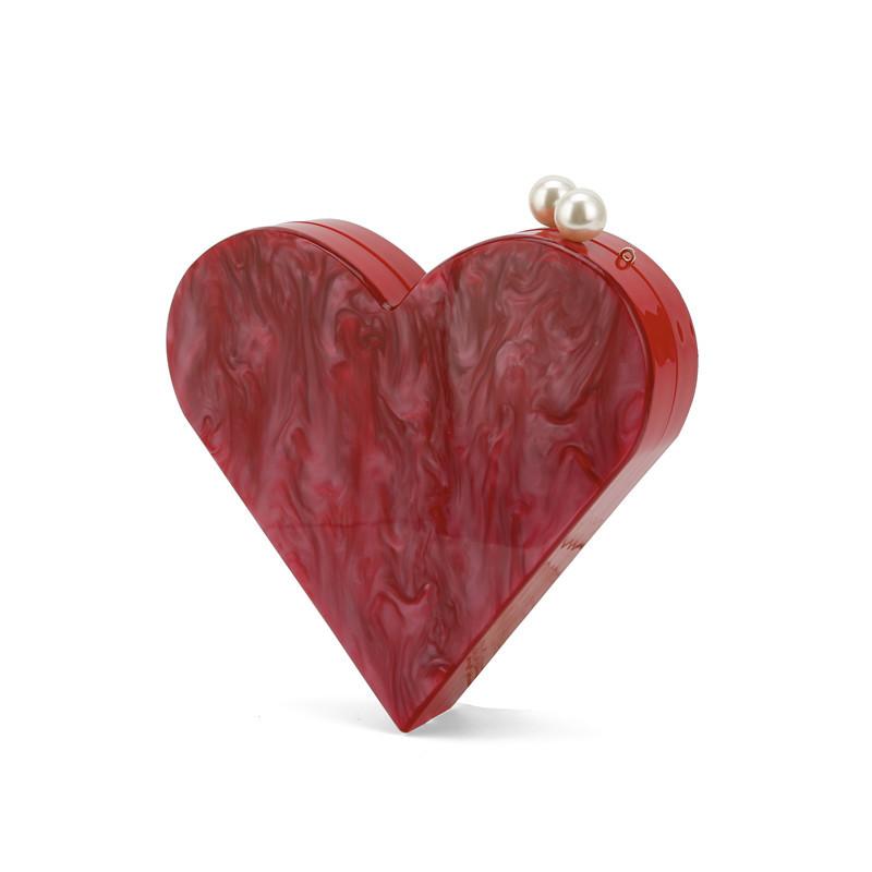 one-shoulder oblique span pearlescent acrylic peach heart bag, personalized and creative heart-shaped wedding beach dinner bag