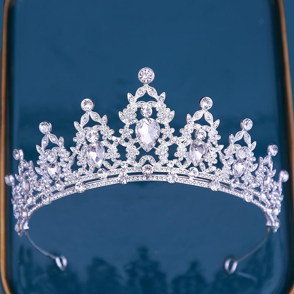 Metal Baroque Crown Queen Party Pageant Rhinestone Crown Exquisite Princess Tiara  Girls Headband