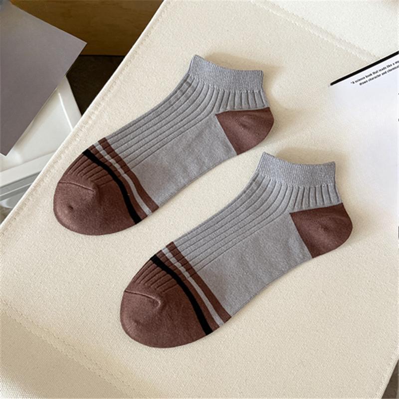 

Мужские летние однотонные полосатые дышащие хлопковые носки-лодочки 1 pair светло-серый