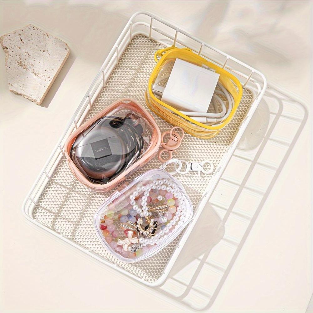 1pc Mini Storage Bag Transparent PVC Zipper Pouch Chargers Data Cables Earphones Jewelry Lightweight Portable Travel & Daily Use