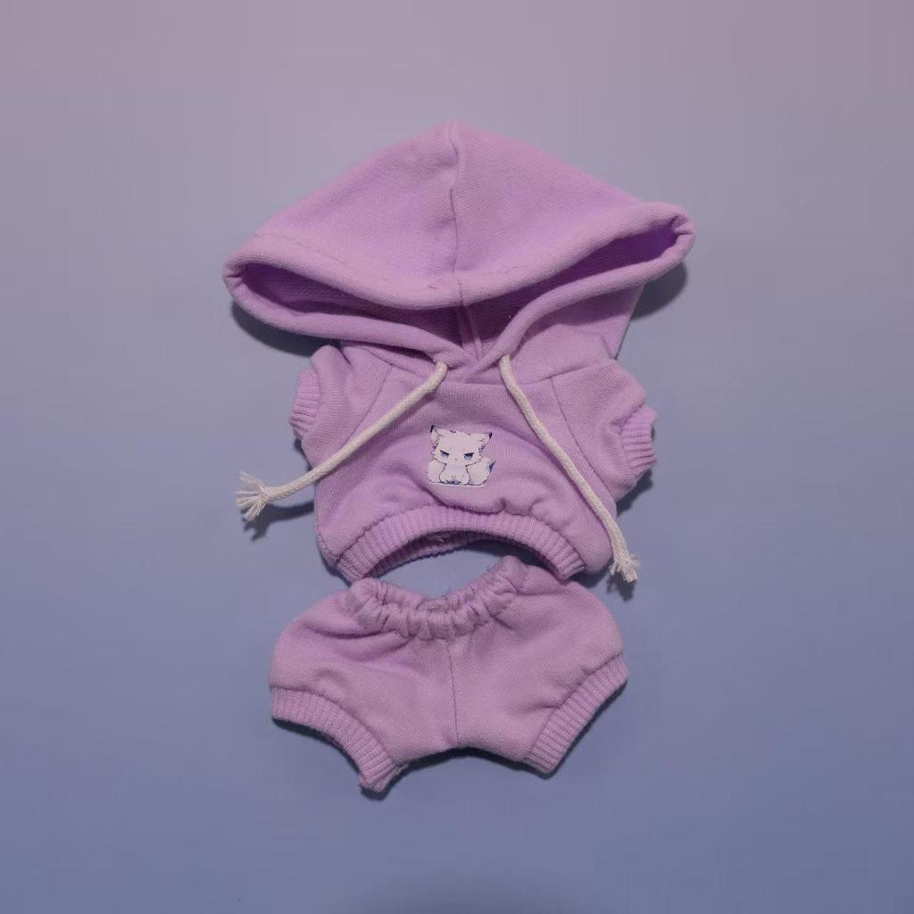 Labubu Hoodie Set: Einfarbige Puppenkleidung mit Anhänger für Erste & Dritte Generation, 17cm austauschbare Plüsch-Merchandise.