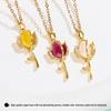 Women's Fresh Breeze Necklace: Colorful Tulip Pendant In Copper with Zircon, Fashionable Clavicle Chain