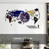 Creative World Map Wall Clock with Lamp & Perpetual Calendar for Living Room Decor