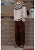 Men's Autumn/Winter French Fair Isle Stripe Knit Sweater - Round Neck, Loose Fit, Versatile Casual Style.