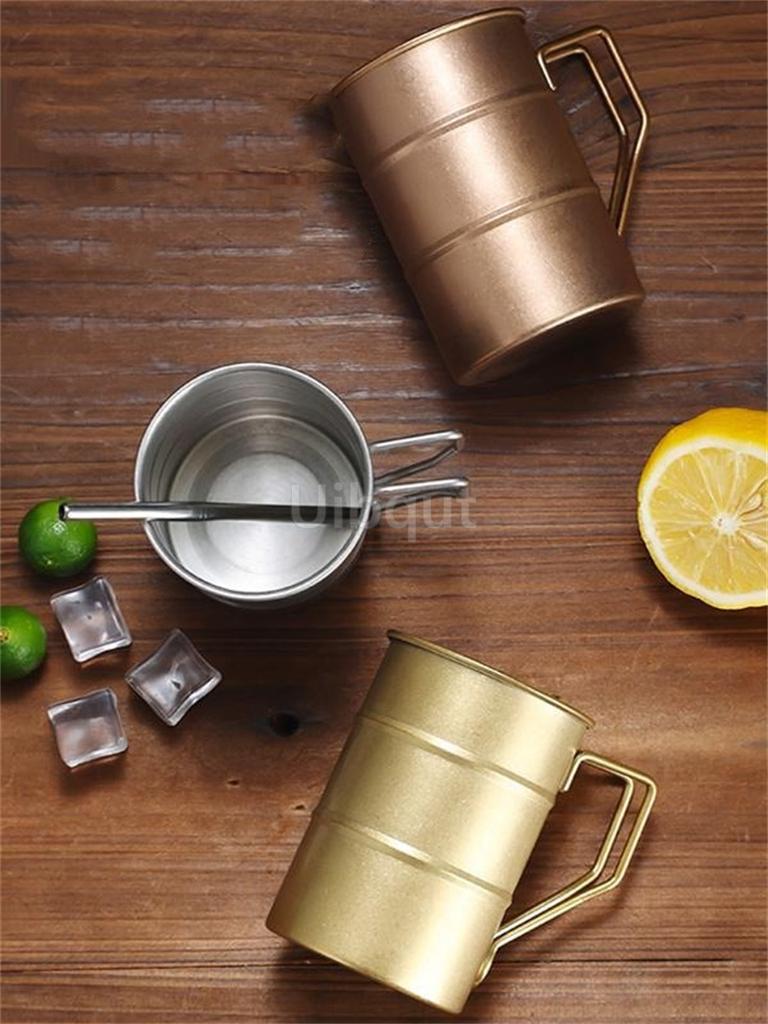 Retro Industrial Style Stainless Steel Beer Mug 304 Vintage Cold Drink coffee wine Cup Outdoor Camping High Aesthetic Design