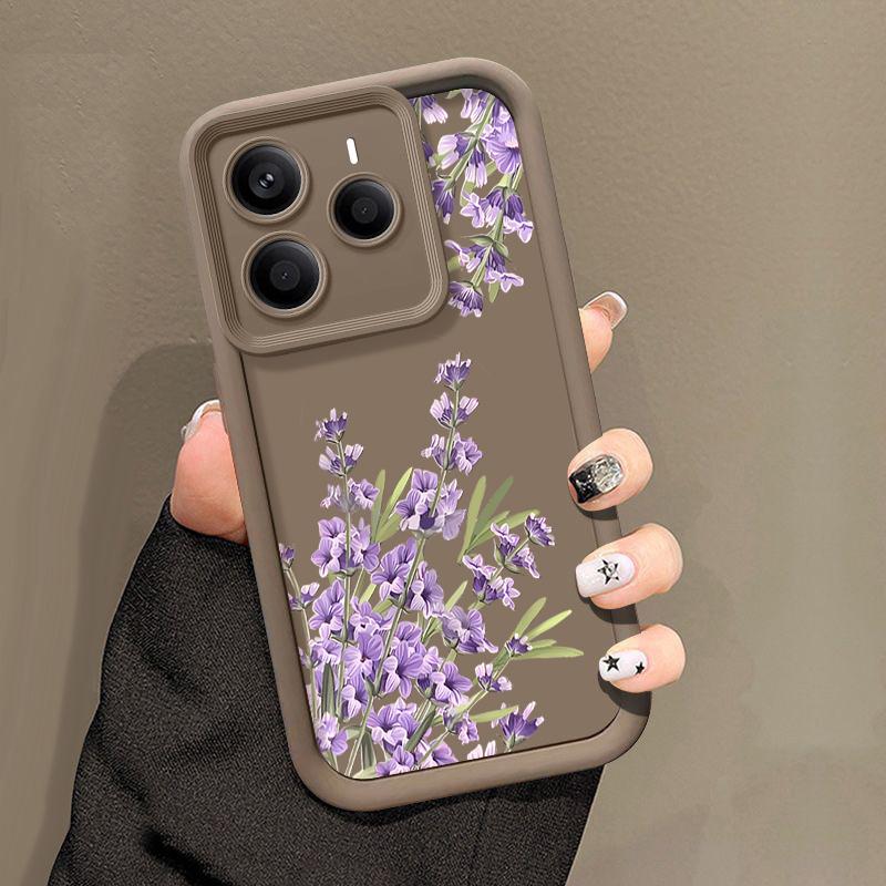 Floral Pattern Matte Soft Cover For Xiaomi 14T Pro 13T Redmi Poco X7 F6 Pro X6 Note 14 Pro 13 12 11 TPU Lens Protection Shockproof Silicone Phone Case