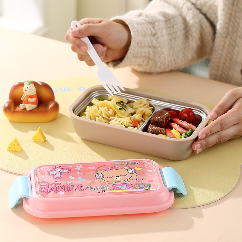 Cute Cartoon Compartment Lunch Box for Kids - Bento, Fruit, and Meal Container