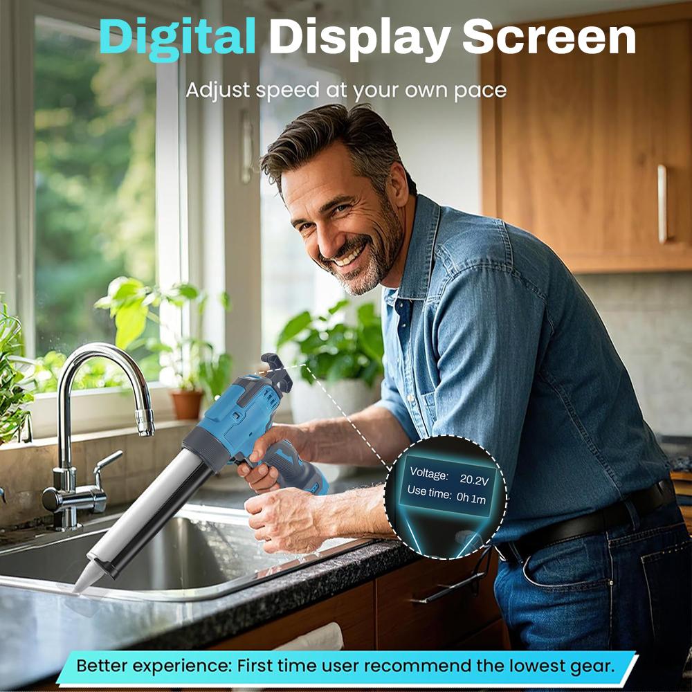 6 Speed Adjustable Electric Caulking Gun For Makita 18V Battery Cordless Caulking Gun Glass Silicone Gun With 450LM LED Lighting