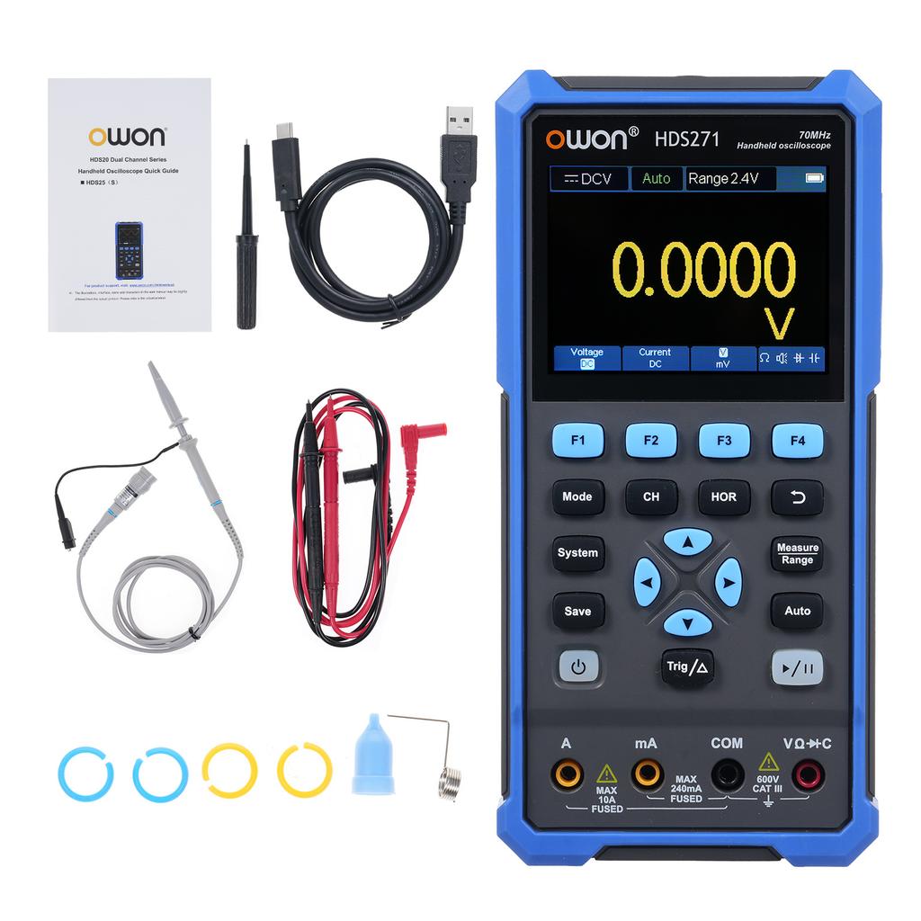 Oscilloscope Multimeter Waveform Generator 70MHz Single Channel 250MSa/s 3 in 1 Digital Oscilloscope with 3.5 Inch LCD Display