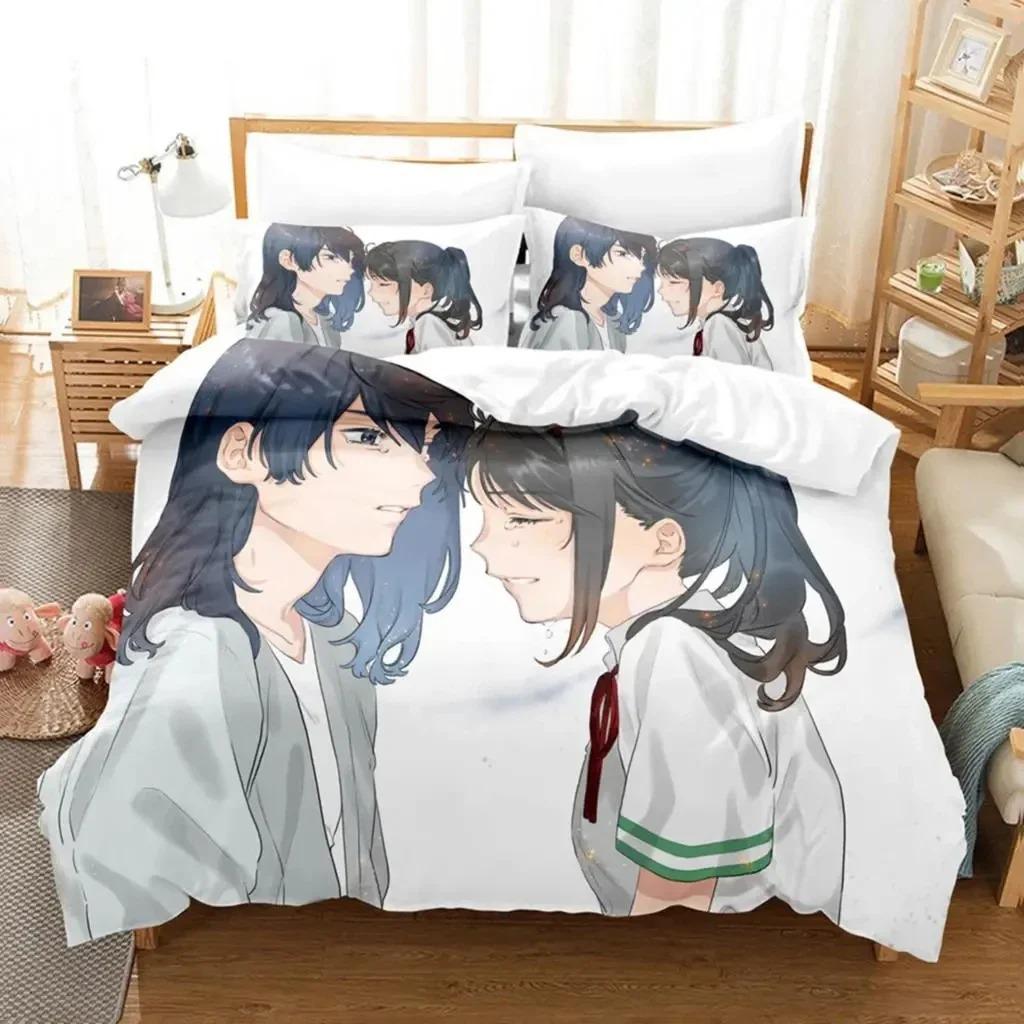 Anime Movie Suzume No Tojimari Bedding Set Boys Girls Twin Queen Size Duvet Cover Pillowcase Bed Kids Adult Home Textile