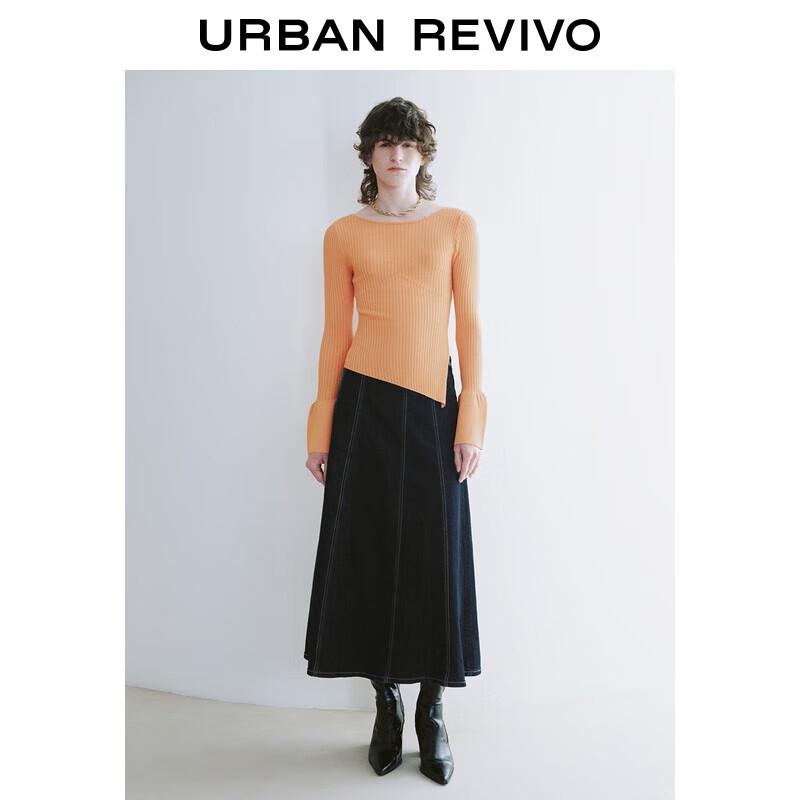 UR 2025 Autumn Women s Retro Topstitch Denim Skirt XXS