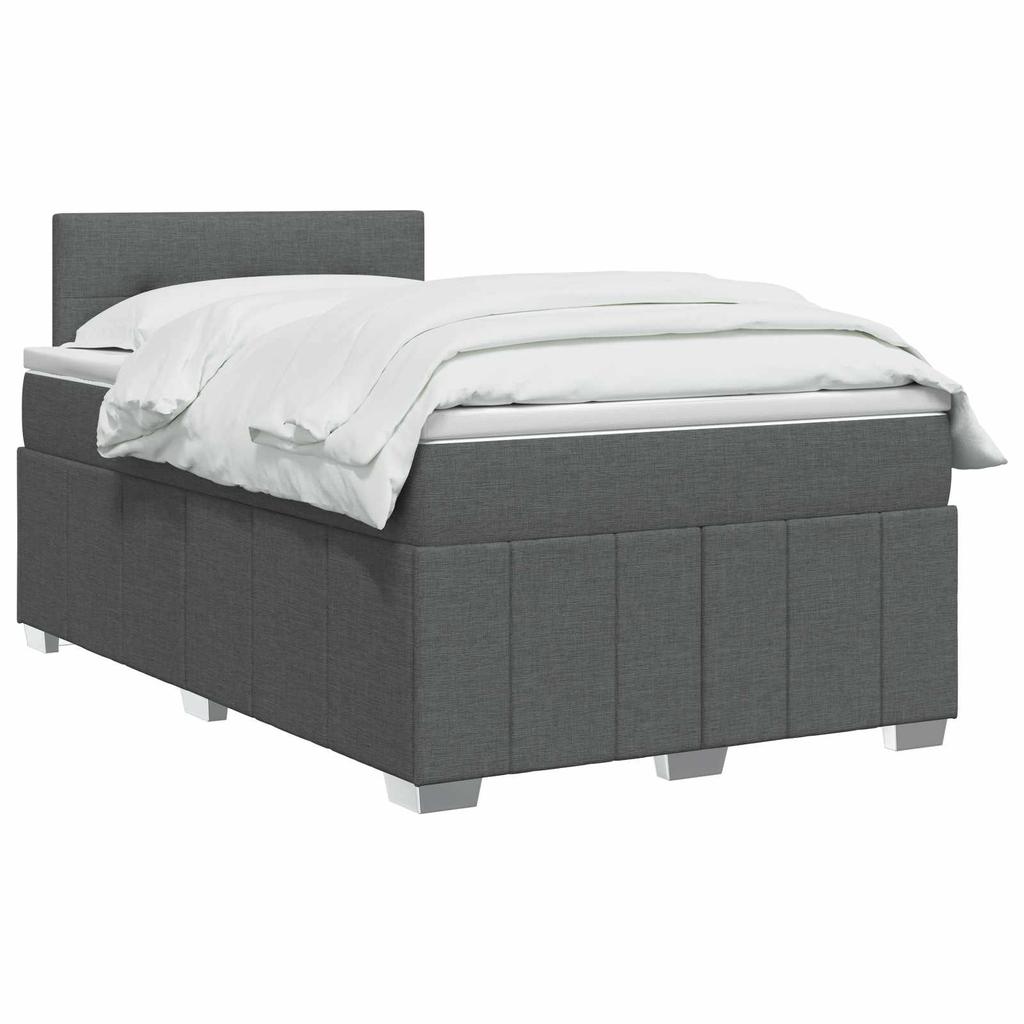 Box Spring Bed with Mattress Dark Gray 120 X 190 Cm Fabric