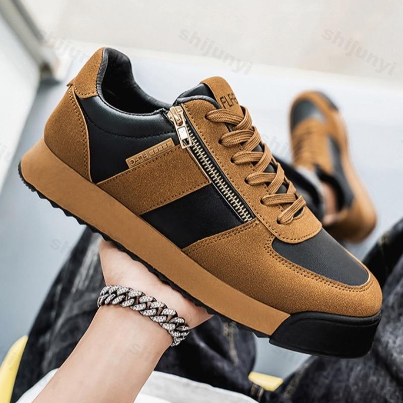 Fashion Men's Casual Shoes 2025 New Style Spring Fashion Trend Versatile Outdoor Sports Flat Shoes Color Blocked Design Lace Up Sneakers