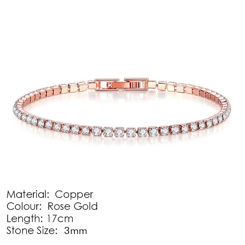 Women's Gold-Plated Zircon Tennis Bracelet - Full Diamond Design, Model S5650