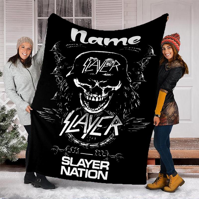 Personalized Custom Name Blanket - Slayer band Print Design,Blanket for Sofa,Bed,Travel,Camping - Soft and Warm, Great Gift