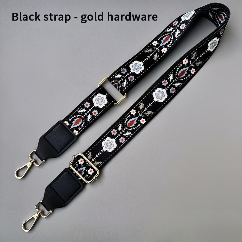 

Ремешок для сумки - Регулируемый плечевой ремень с пряжкой, Легкий тканый многоразовый для дорожных сумок и сумок-тоут - Модный черный цветочный узор, эластичный