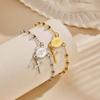 Modisches Edelstahl-Perlenketten-Armband mit Notre-Dame-Kreuz für Damen 2234