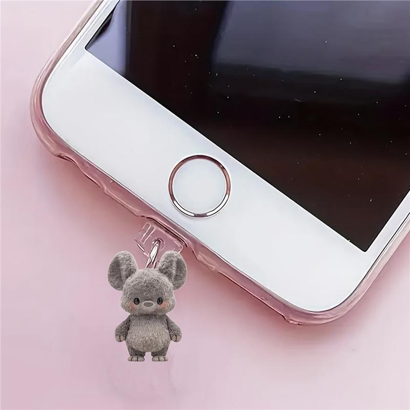2D Acrylic Grizzly Bear, Acrylic Mobile Phone Dust Plug Pendant Type-C