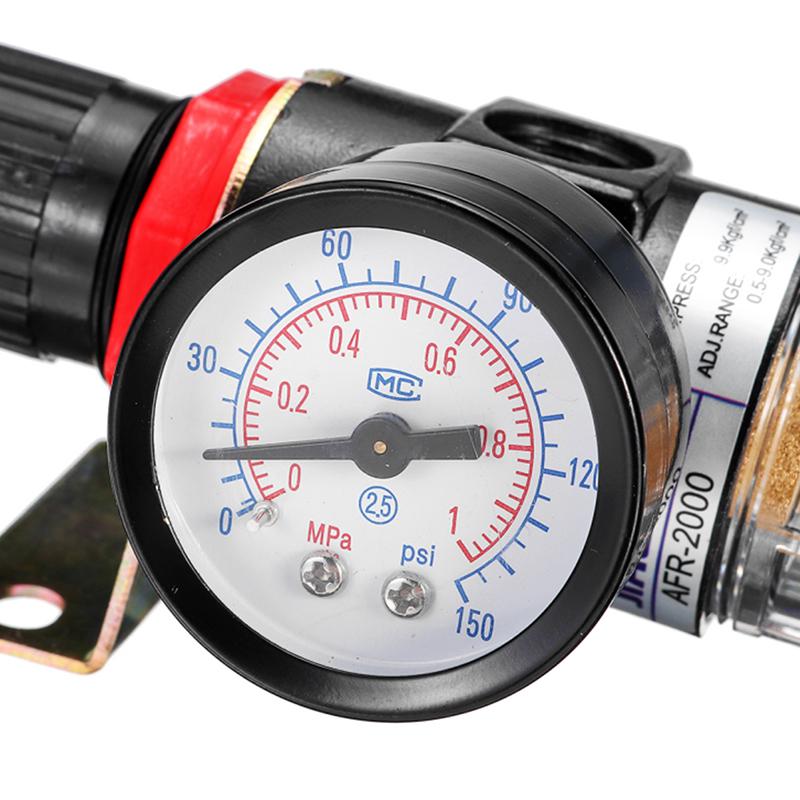 1/4'' Luftkompressorfilter Vannseparator Felle Verktøysett Med Regulator Manometer