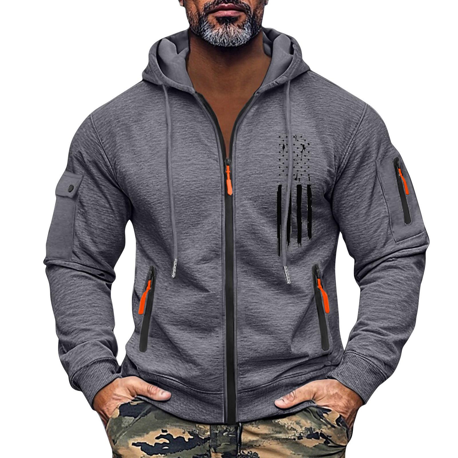 

Мужская толстовка с капюшоном на молнии, карманный кардиган, мужская спортивная повседневная толстовка большого размера XL