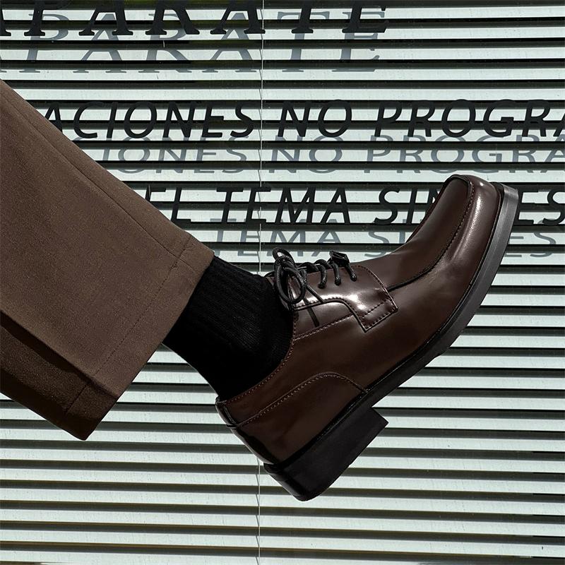 Fashion 2025 Men Business Leather Shoes Attire Cowhide Height Increasing Commuting Shoes Men British Suits Groom Wedding Party Shoes