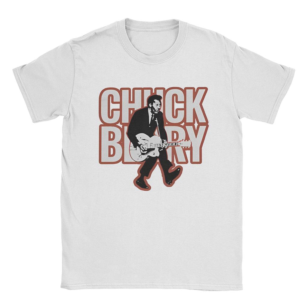 Koszulki z karykaturą Chucka Berry'ego w stylu vintage Męska koszulka bawełniana z okrągłym dekoltem Piosenkarz Muzyk Gitarzysta Koszulka z krótkim rękawem Oryginalny produkt