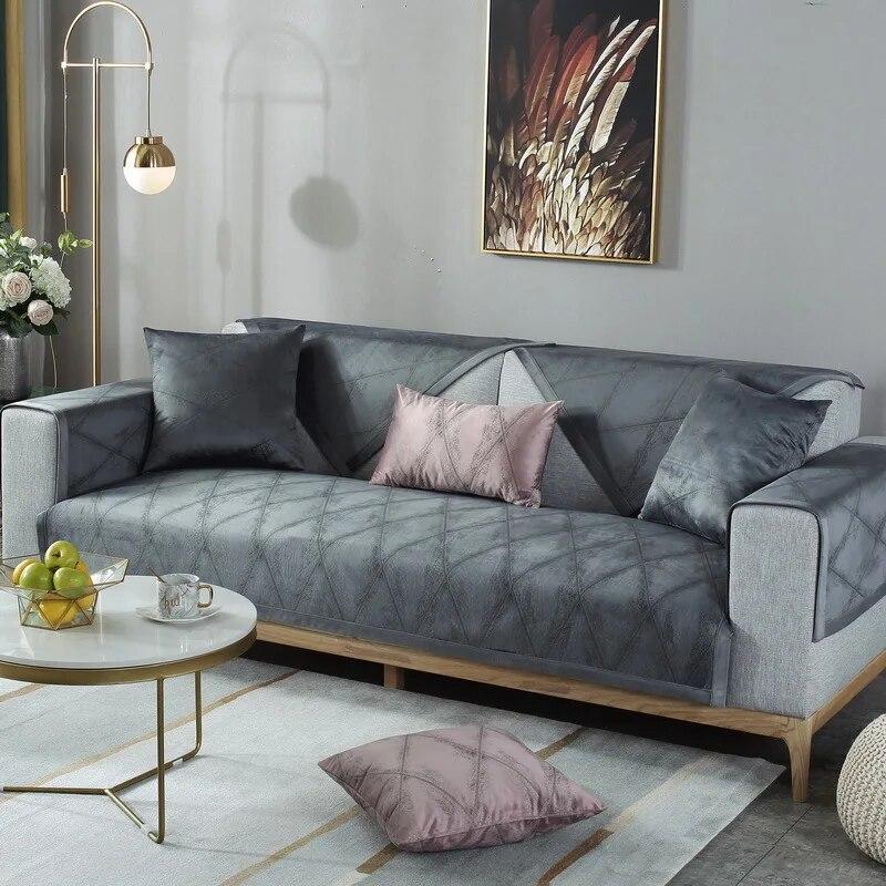 

Диванное полотенце с тиснением и принтом, зимнее мягкое утепленное плюшевое покрытие для дивана, противоскользящие чехлы для диванов, универсальный чехол на четыре сезона W50 x L50cm 1pc