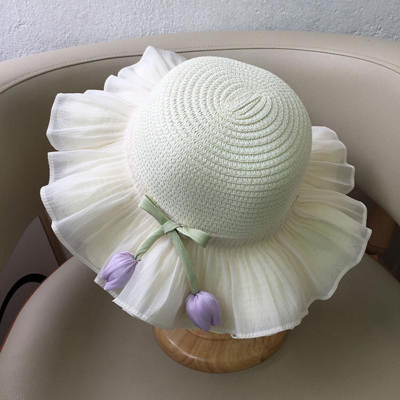 1/2Pcs Summer Sun Hat Princess Beach Sun Hat Big Brim Tulip Fisherman Hat For Girls Sweet Crossbody Bag Gifts