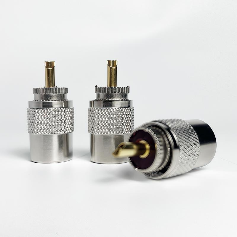 UHF Male Plug & N-Type Male Plug - Crimp Connector for RG58/RG59/RG6U Coaxial Cable - Gold Plated Brass RF Connector UHF MALE