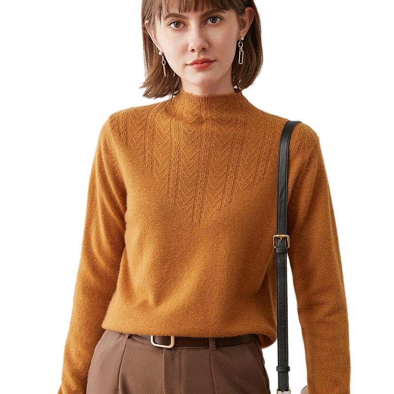 2026 Autumn/Winter Women's Knit Sweater, Half-High Collar Crochet Base Layer, Long Sleeve