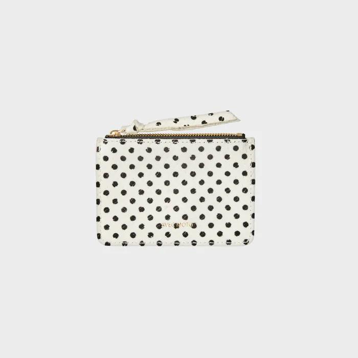 Emma Card Coin Purse White Black Dot