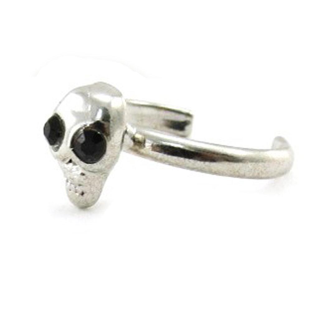 Les Trésors De Lily [J1102] - Black Silver 'Skull' Foot Ring