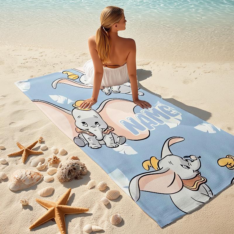 Personalized "Baby Dumbo Adventure" Beach Towel Microfiber Beach Towel Thin Absorbent for Beach Swimming Yoga Bath Sports. 0910320