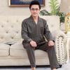 Men's Plus Size Cotton Pajama Set - Long-Sleeved, Ideal for Middle-Aged & Elderly, Spring to Winter Wear
