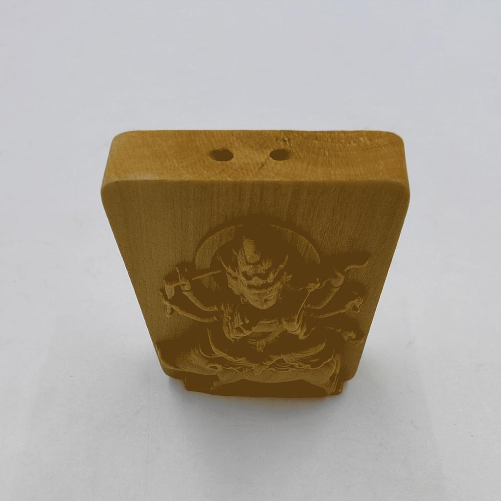 Wooden Buddhist Statue [Marishiten Seated Statue] Guardian Deity (Boxwood) Portable Amulet Accessory (H3.7 × W3cm)