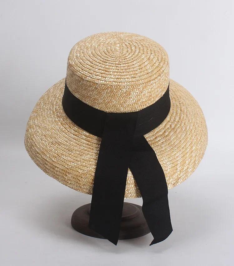 2025 New Fashion Straw Hat Ladies Spring Summer French Elegant Retro Bell Big Brim Hat Versatile Sun Hat Beach Bow Sun