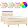 Exclusive House - Slatted Bed Base Mattress and LED Cream 120x190 Cm Fabric