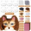 DIY Kit Blank Cat Mask Making Kit Paper Mache Fabric Straps Animal Half Face Mask Mesh Stickers Plush Faux Fur