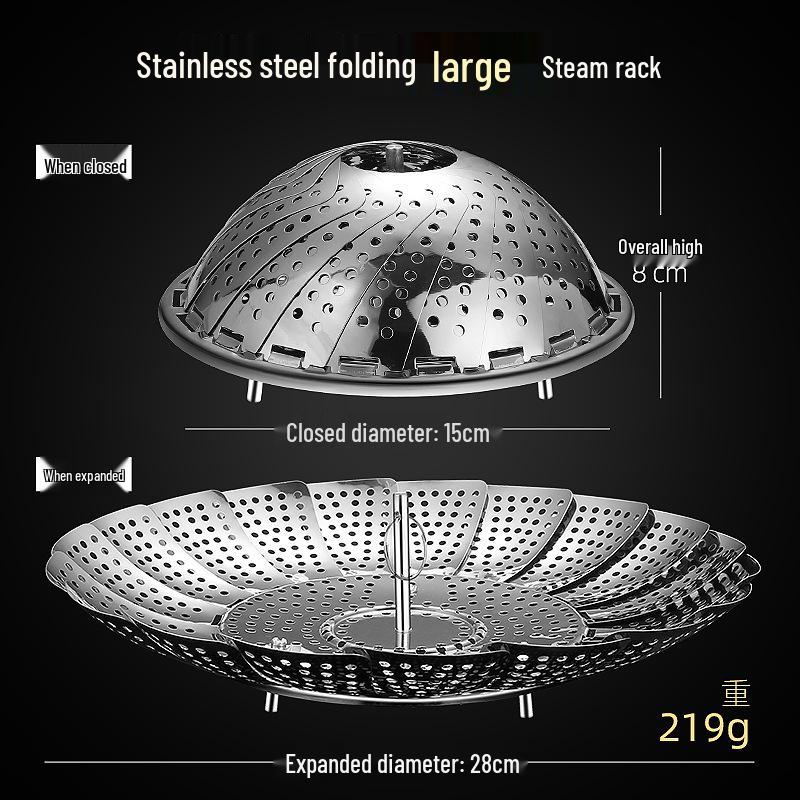 Klappbarer Dämpfeinsatz aus Edelstahl 304 - Platzsparend, Multifunktional, Teleskop-Dampfgarer und Abtropfkorb.